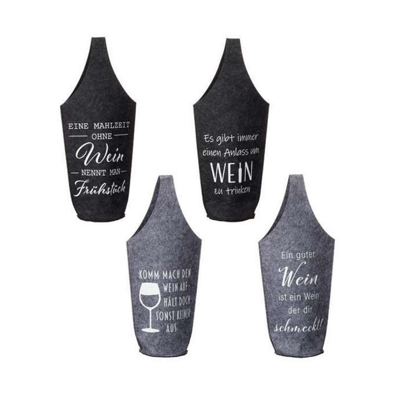 Flaschentasche mit Henkel Filz Wein Übersicht