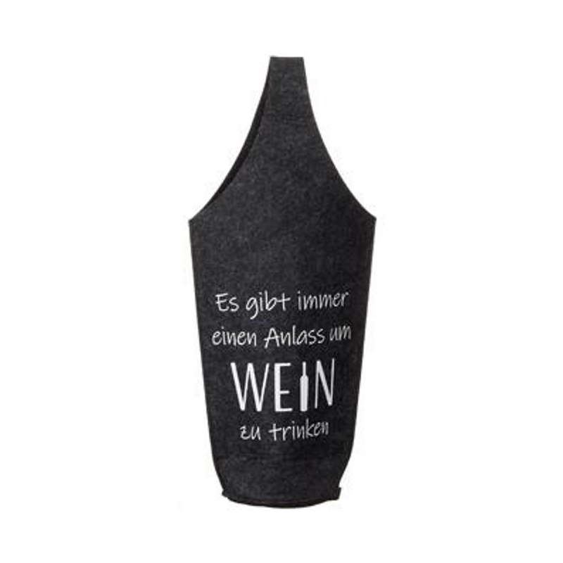 Flaschentasche mit Henkel Filz Wein Es gibt immer einen Anlass um Wein zu trinken
